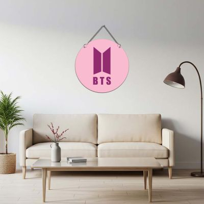 Wooden BTS Inspired Logo Wall Hanging K-Pop Themed Room Decor Kids & Teen Bedroom Decor Birthday Return Gift Gift for BTS Fans